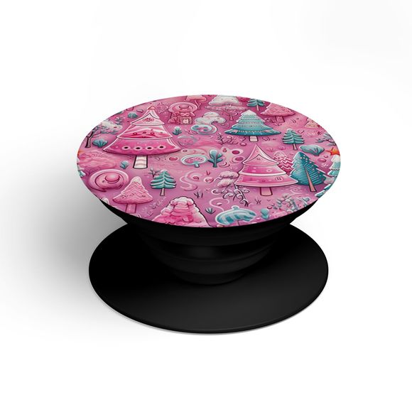 PopSockets Pink Christmas Trees Pattern for Phone Women Swappable Base PopGrip - Picture 6 of 13